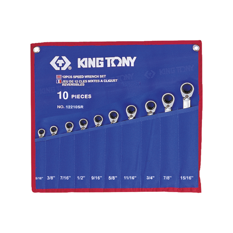 Trousse de clés mixtes à cliquet en pouces - 10 pièces | KING-TONY