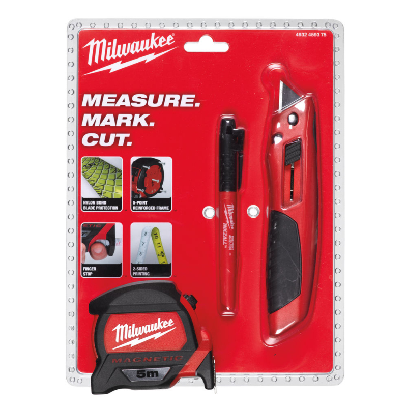 Pack Mètre Premium 5M + Cutter + Marqueur | MILWAUKEE